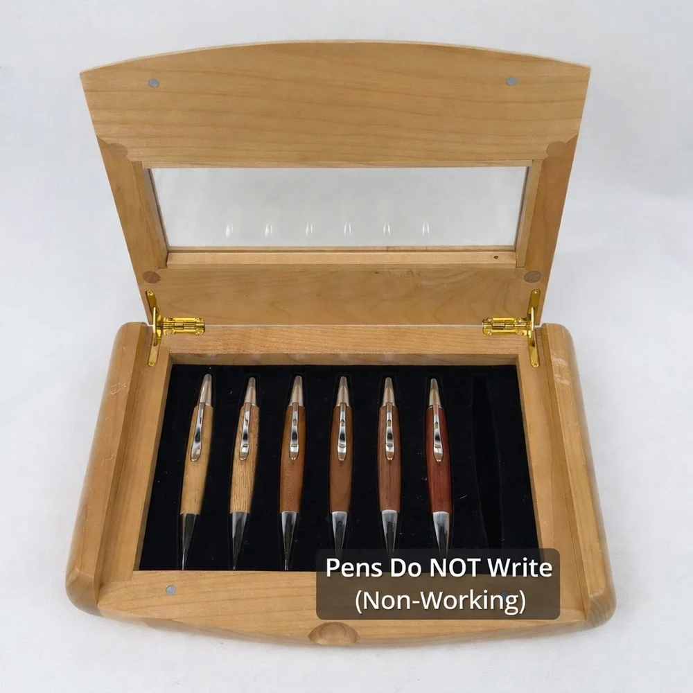 VTG Bayer Pharmaceutical Advertising Desk Display Wood Pen Holder Promo
